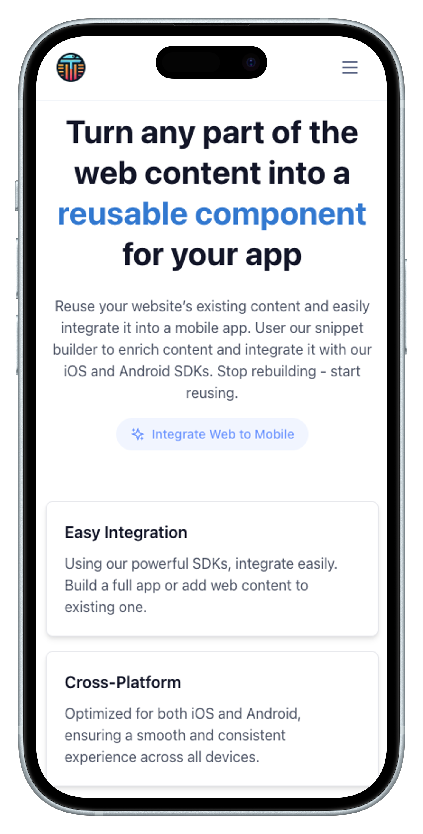 Mobile app view